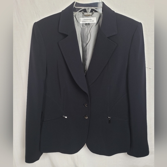 Tahari Arthur S. Levine Navy Blazer Sz 10 - Picture 2 of 10